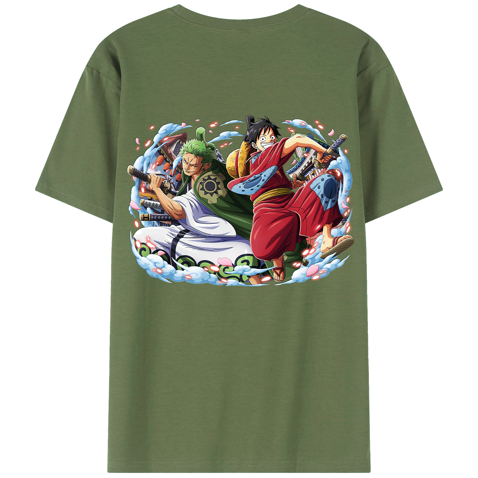 ワンピース モンキー・D・ルフィ ONE PIECE Monkey D. Luffy 綿100％ メンズ半袖Tシャツ（バックプリント） 通気性